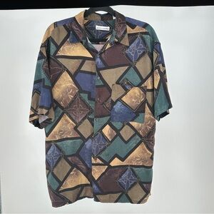 Vintage 90’s Men’s Large Pierre Cardin Multicolor Geometric Casual Shirt‎